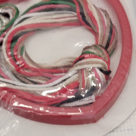 New Cross Stitch Our 1st Christmas Ornament Kit Red Green Mice Santa Wreath USA - Picture 7 of 7